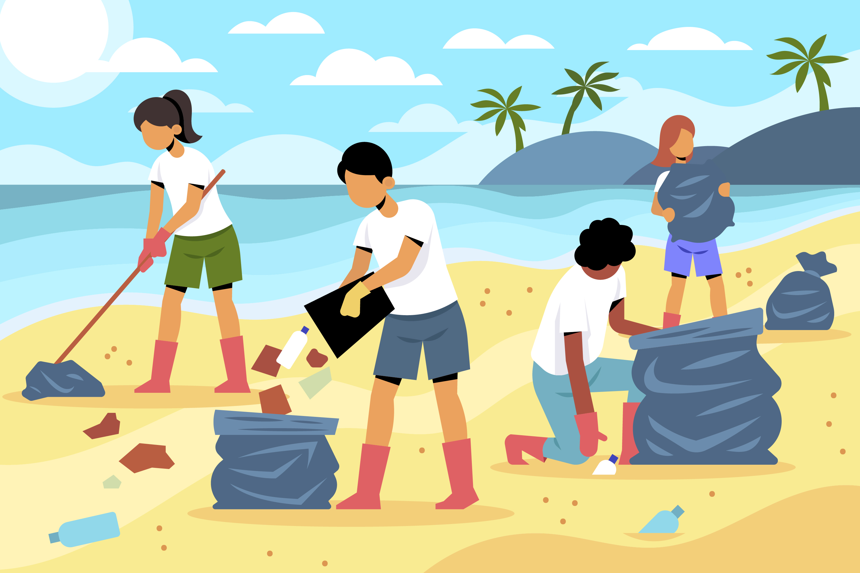 people gathered to cleanup the beach